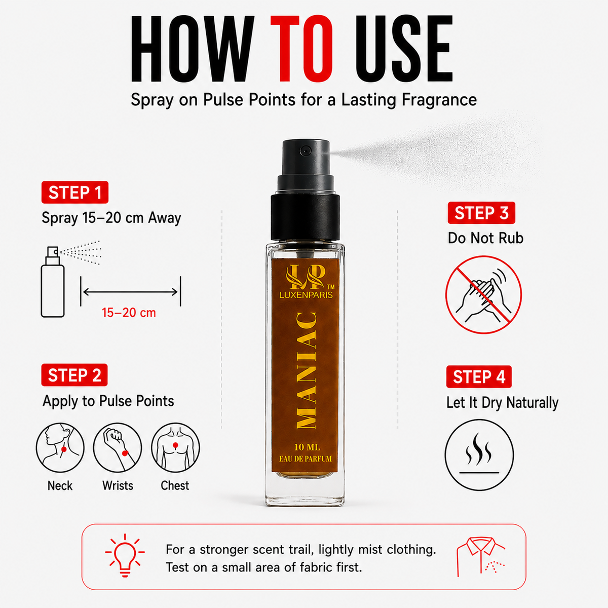 Maniac Eau de Parfum 10 ml | Citrus-Woody Luxury Perfume | LongLasting EDP | Unisex