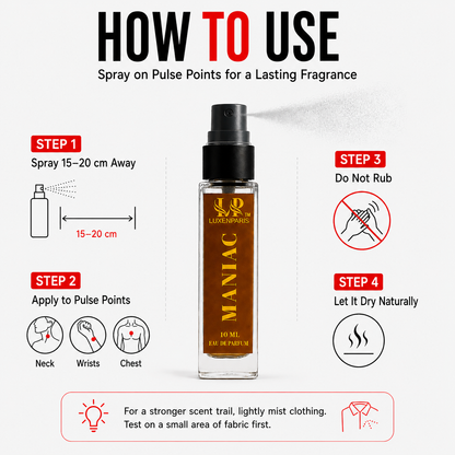 Maniac Eau de Parfum 10 ml | Citrus-Woody Luxury Perfume | LongLasting EDP | Unisex