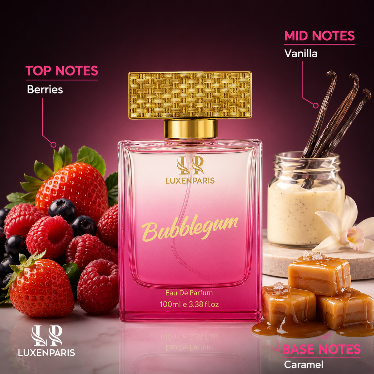 Bubblegum Eau de Parfum 100 ml | Berry-Vanilla Luxury Perfume | Playful Yet Chic | Long-Lasting EDP | Unisex