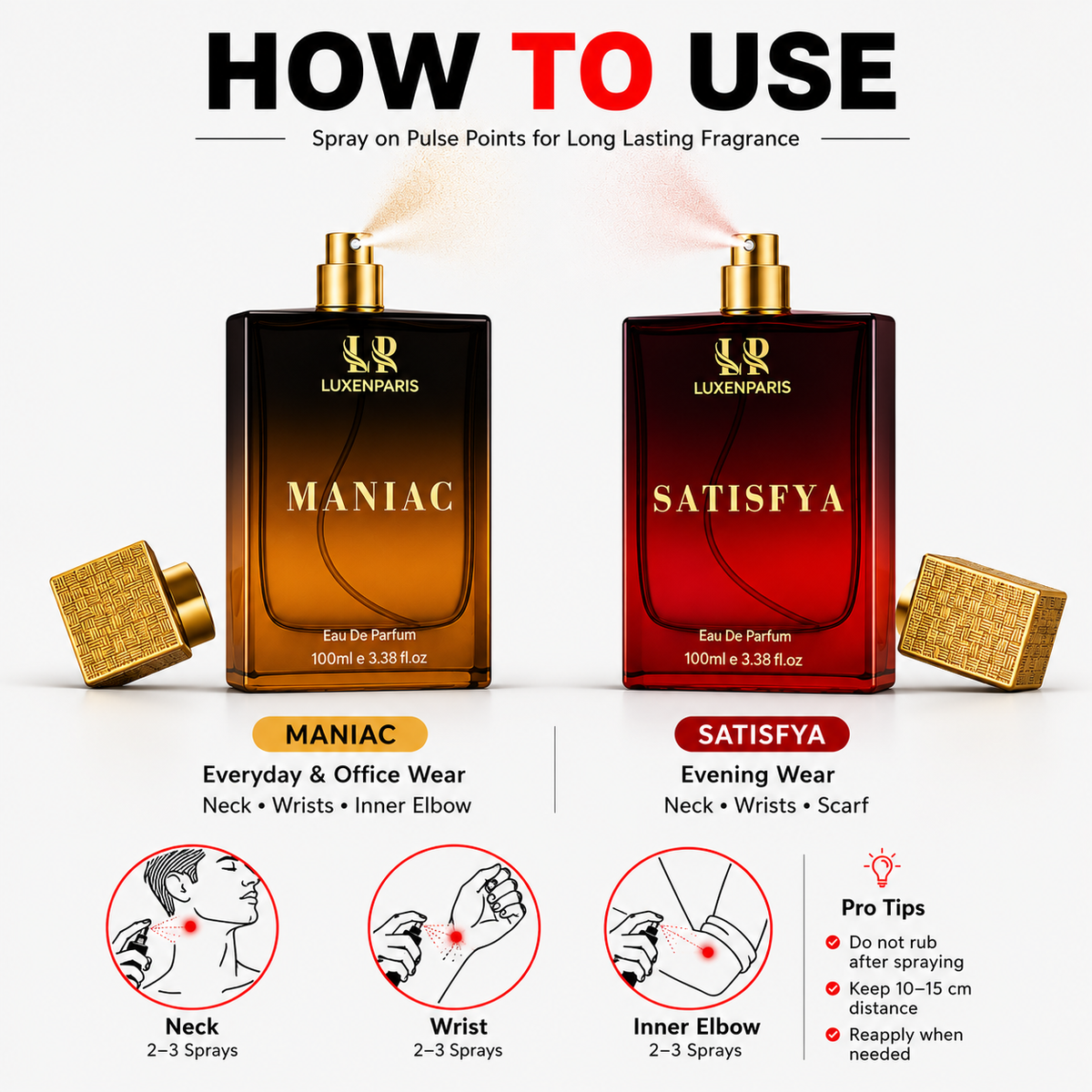 Maniac + Satisfya Perfume Combo (100 ml × 2) | Luxury Long-Lasting Eau de Parfum Set | Bold & Sophisticated Fragrance Duo | Premium Gift for Men & Women
