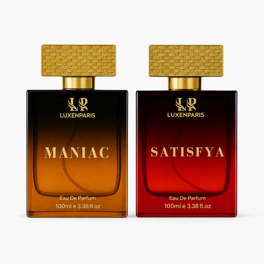 Maniac + Satisfya Perfume Combo (100 ml × 2) | Luxury Long-Lasting Eau de Parfum Set | Bold & Sophisticated Fragrance Duo | Premium Gift for Men & Women