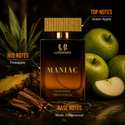 Maniac Eau de Parfum 100 ml | Citrus-Woody Luxury Perfume | LongLasting EDP | Unisex