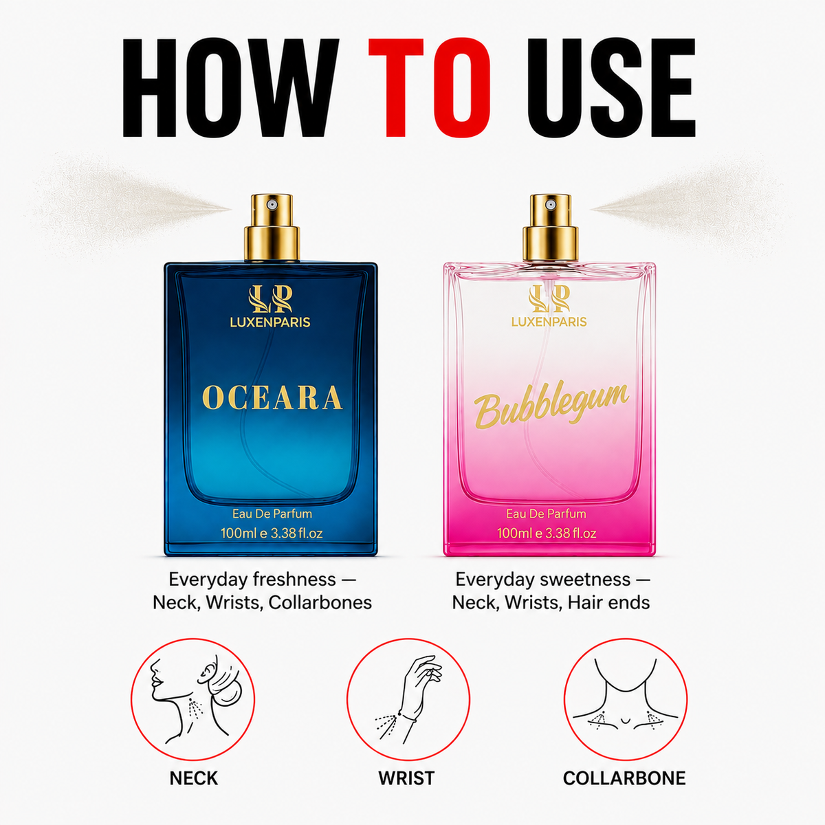 Oceara + Bubblegum Perfume Combo (100 ml × 2) | Luxury Couple Special Fragrance Set | Long-Lasting Eau de Parfum for Men & Women | Premium Gift Pack