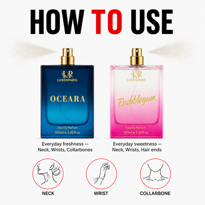 Oceara + Bubblegum Perfume Combo (100 ml × 2) | Luxury Couple Special Fragrance Set | Long-Lasting Eau de Parfum for Men & Women | Premium Gift Pack
