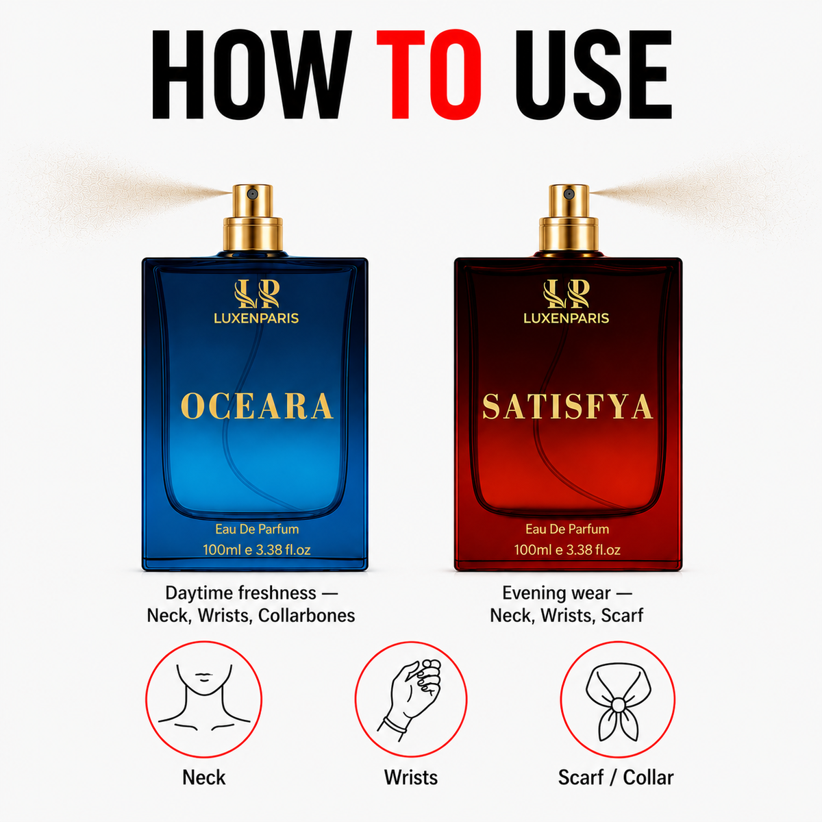 Oceara + Satisfya Perfume Combo (100 ml × 2) | Luxury Unisex Eau de Parfum Duo | Fresh & Sophisticated Long-Lasting Fragrances | Premium Gift Set for Couples