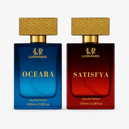 Oceara + Satisfya Perfume Combo (100 ml × 2) | Luxury Unisex Eau de Parfum Duo | Fresh & Sophisticated Long-Lasting Fragrances | Premium Gift Set for Couples