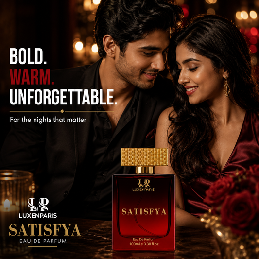 Satisfya Eau de Parfum 100 ml | Amber-Spice & Driftwood Luxury Perfume | Long-Lasting EDP | Unisex