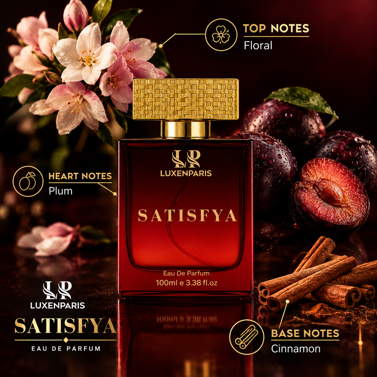 Satisfya Eau de Parfum 100 ml | Amber-Spice & Driftwood Luxury Perfume | Long-Lasting EDP | Unisex