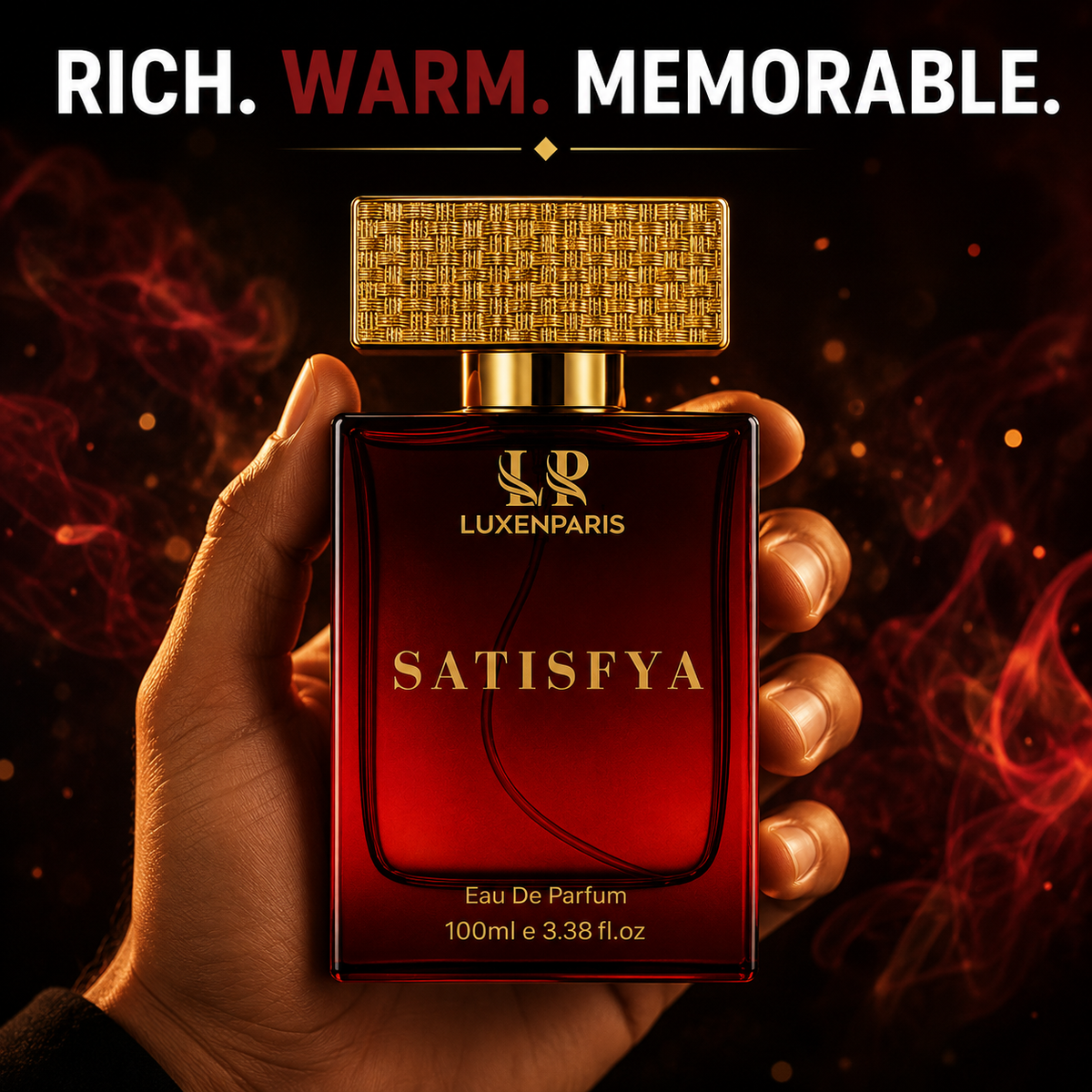 Satisfya Eau de Parfum 100 ml | Amber-Spice & Driftwood Luxury Perfume | Long-Lasting EDP | Unisex